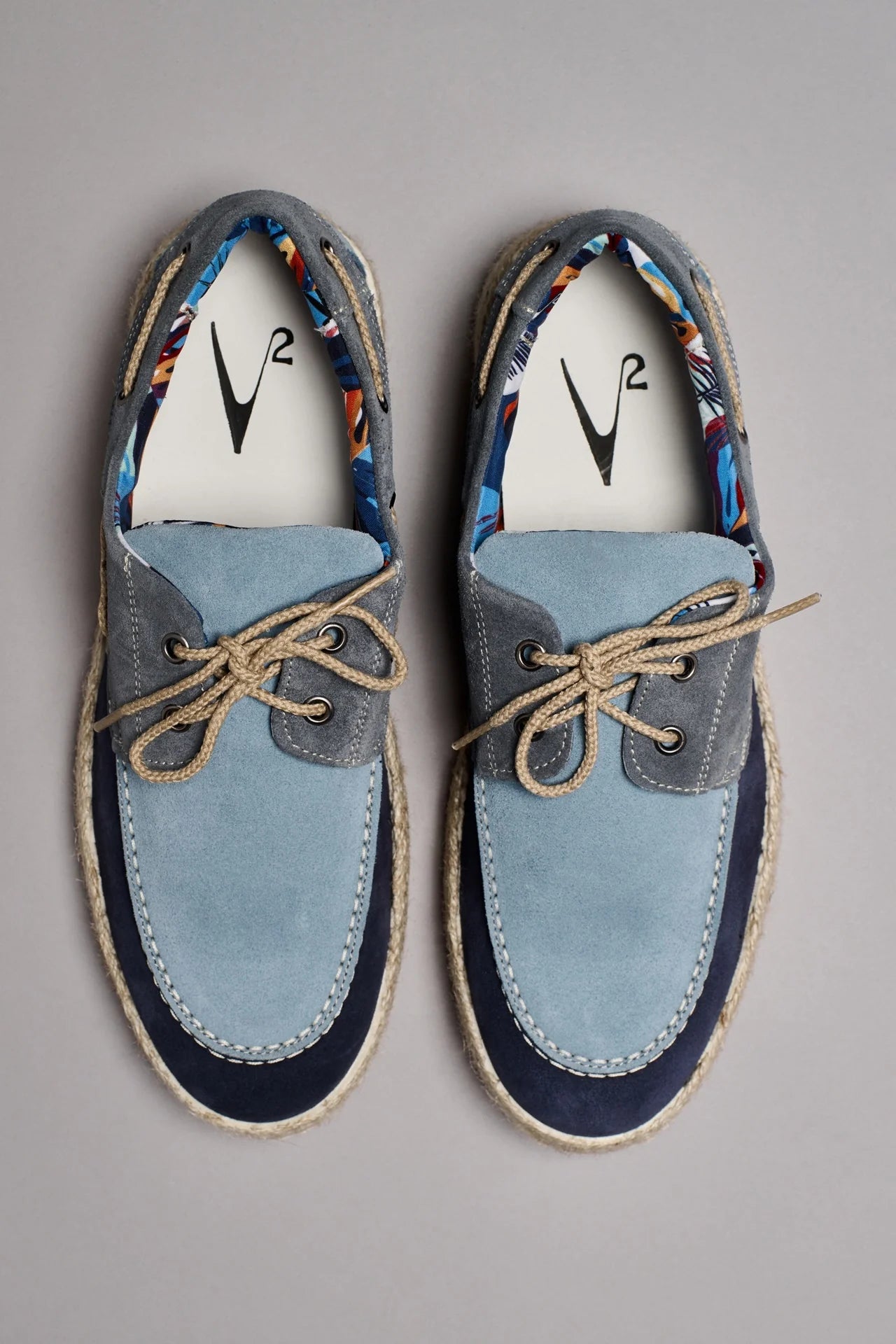 MARRAKECH - MOCASSINO TRE COLORI BLU CON SUOLA RIVESTITA IN CORDA