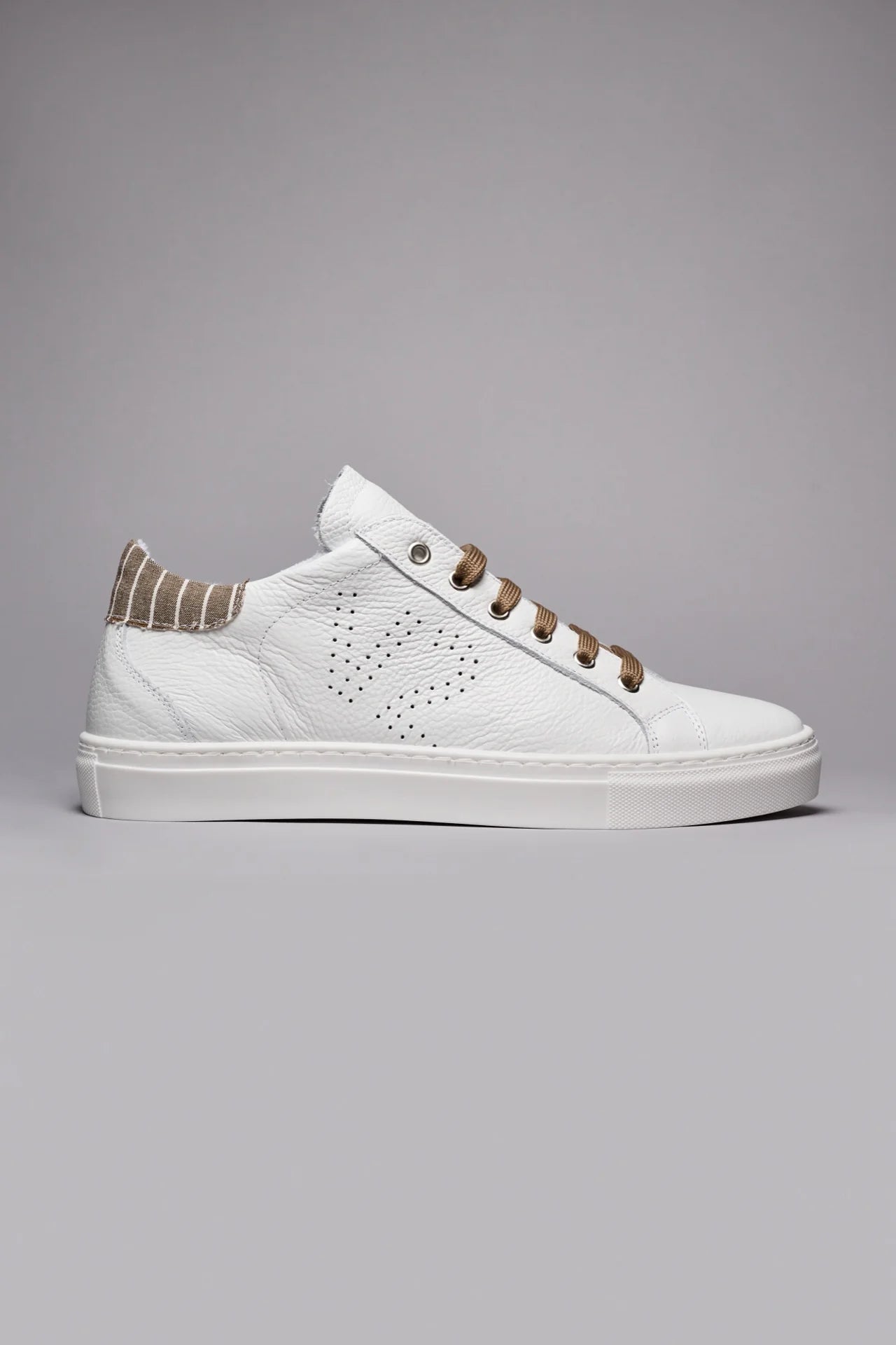 TENNIS - SNEAKERS A SUOLA BASSA BIANCA CON RETRO IN TESSUTO GESSATO MORO