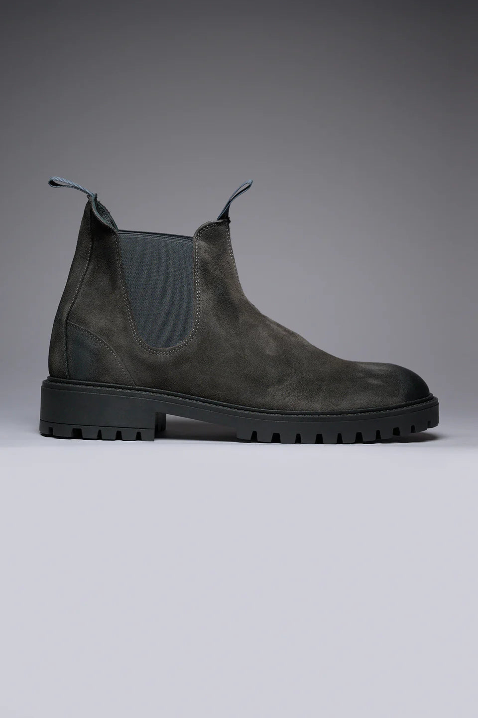 SHERLOCK - STIVALETTO SCAMOSCIATO ANTRACITE CON INSERTO IN TESSUTO V2