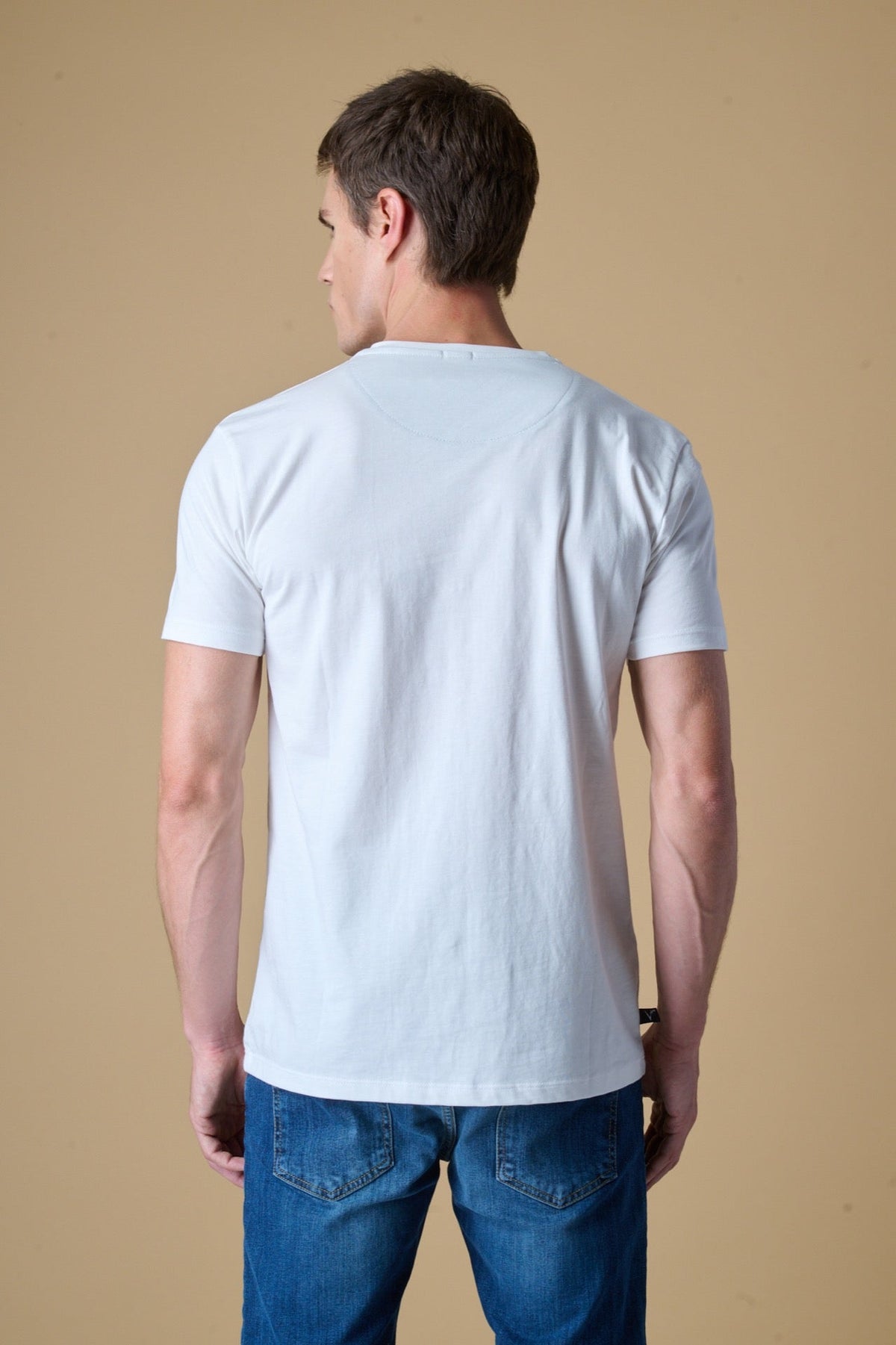 T-SHIRT PANNA CON STAMPA TEDDY E INSERTI IN TESSUTO V2