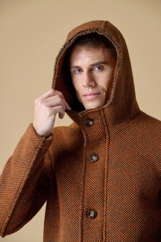 Parka Corto Punto Riso con Cappuccio Multicolor Arancio Accoppiato