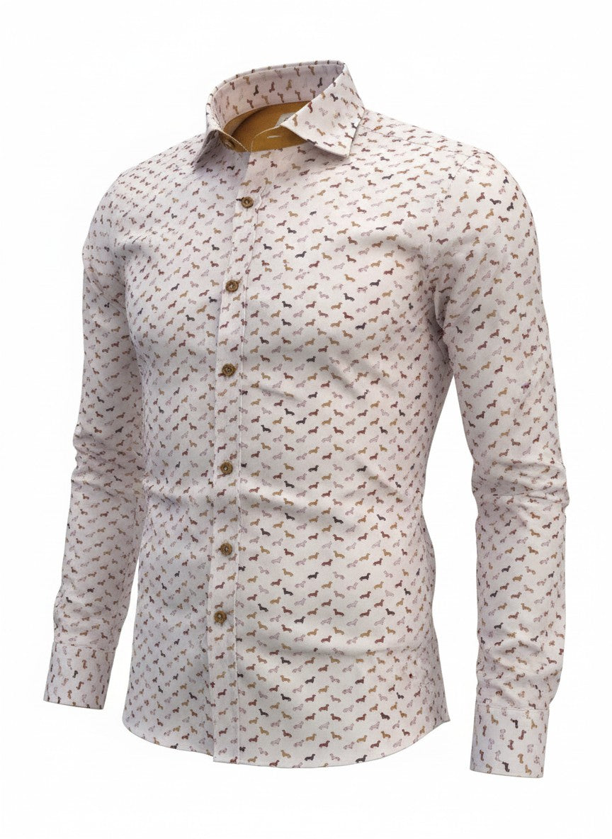 CAMICIA DROP FANTASIA BASSOTTO CONTRASTO COLOR SENAPE