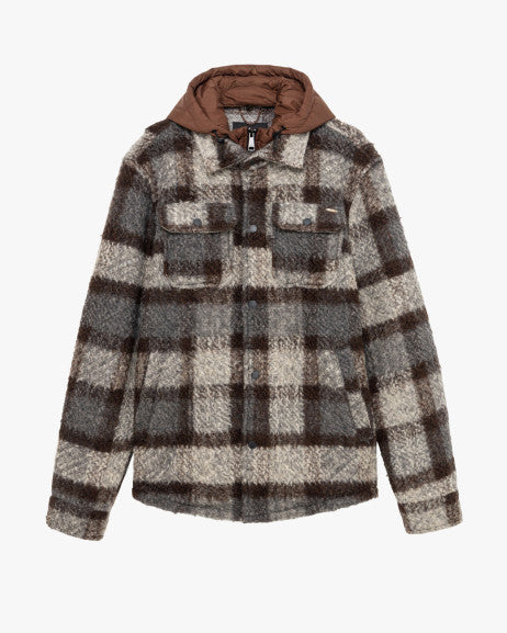Overshirt a quadri in tessuto boucle