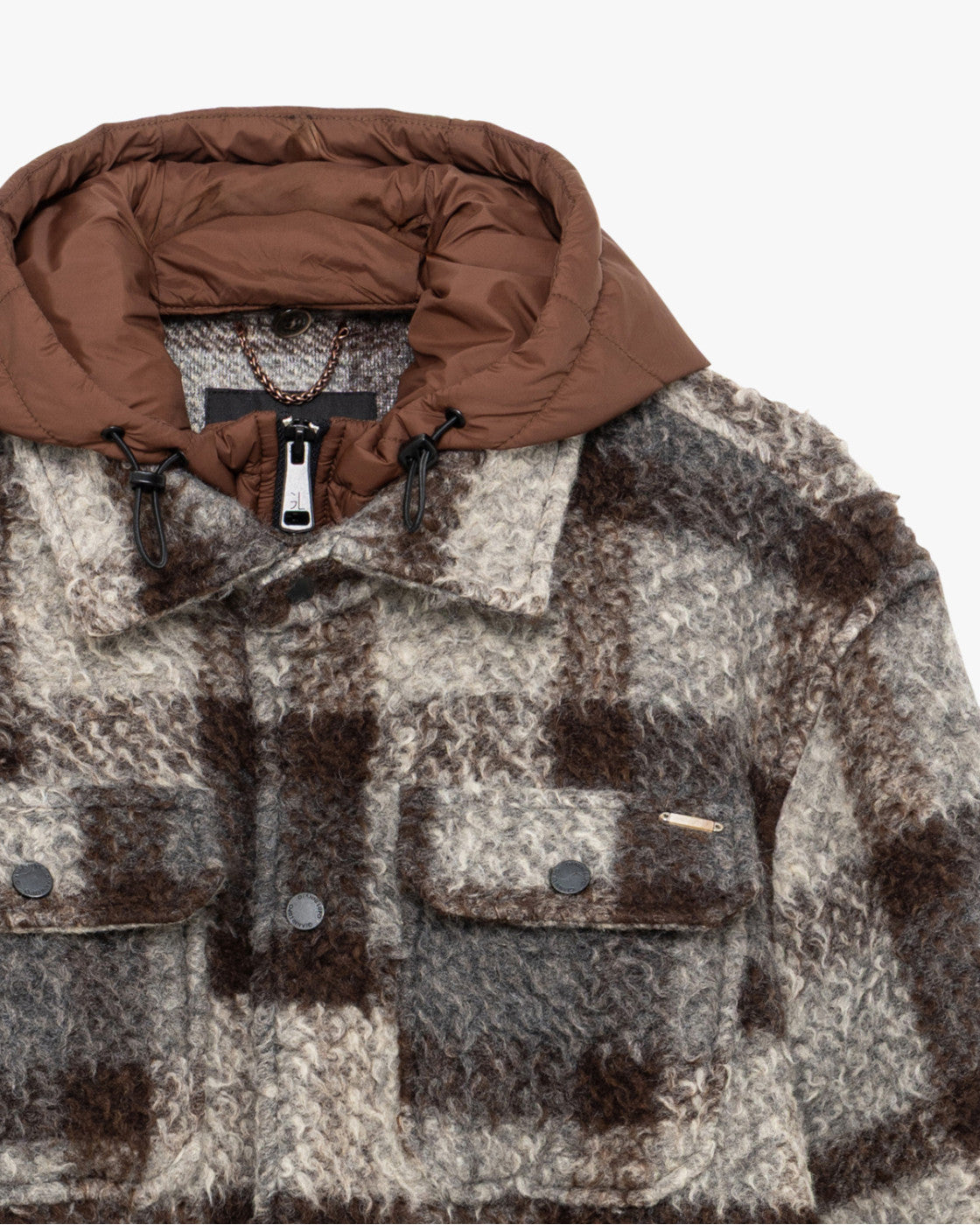 Overshirt a quadri in tessuto boucle