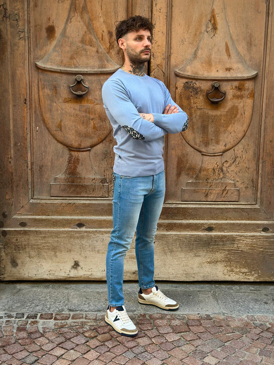 JEANS PANTALONE SLIM FIT AZZURRO CON TASCA IN TESSUTO V2