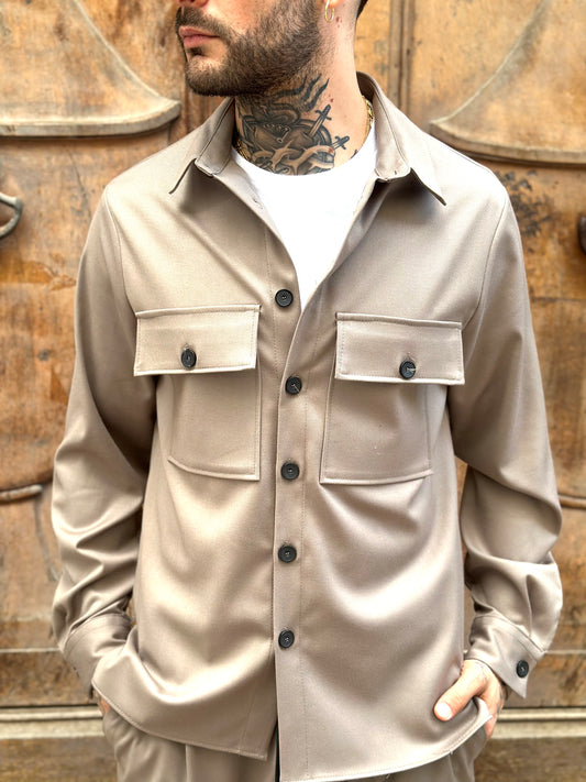 CAMICIA CON TASCHE COORDINATO BEIGE IMPERIAL