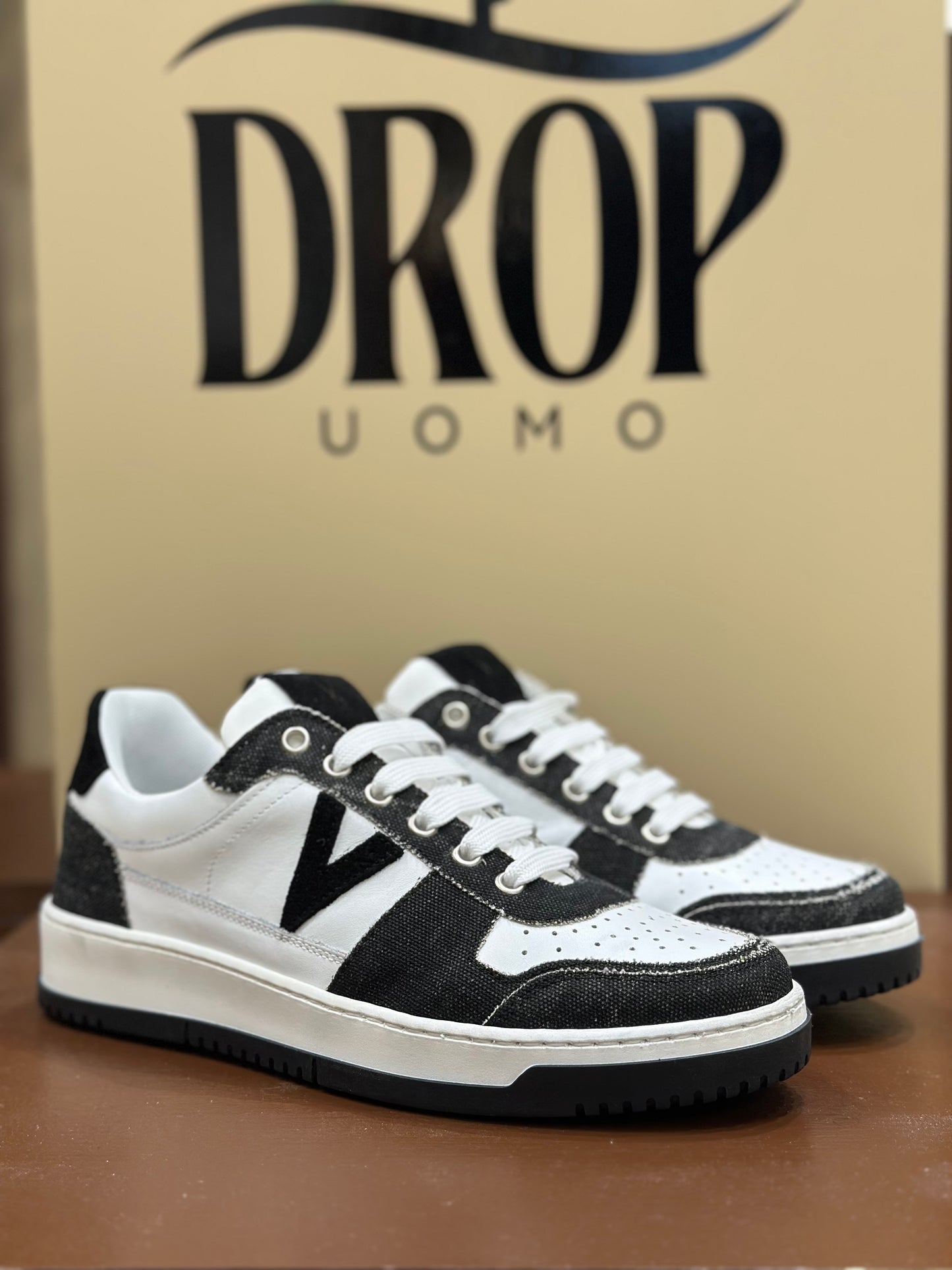 SNEAKERS BICOLOR KANVAS NERO