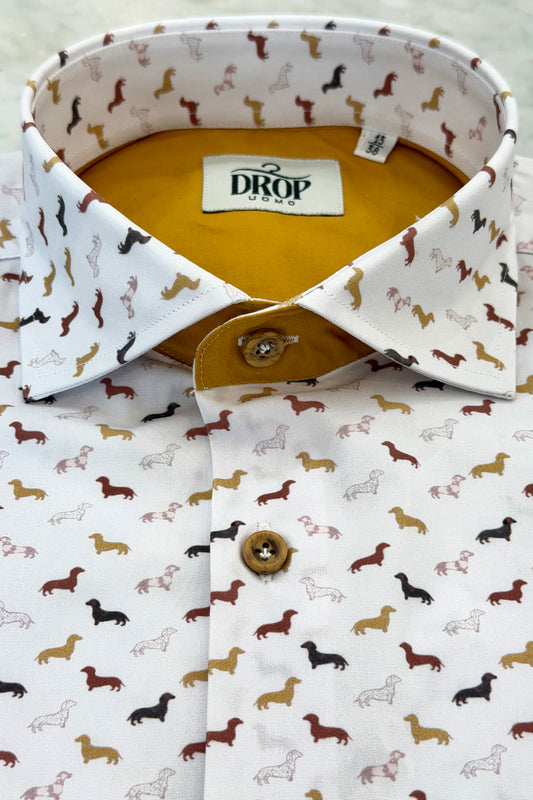 CAMICIA DROP FANTASIA BASSOTTO CONTRASTO COLOR SENAPE
