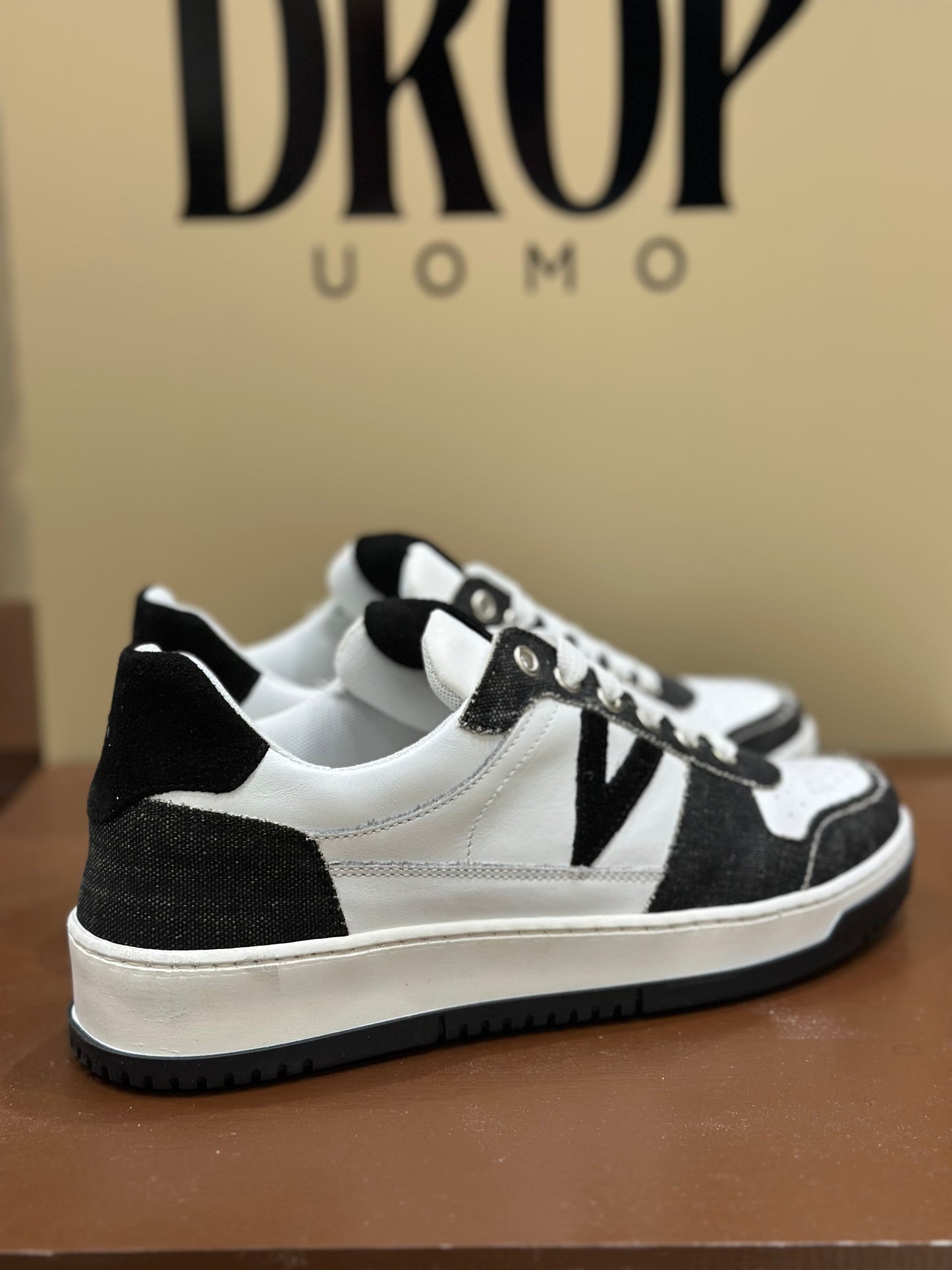 SNEAKERS BICOLOR KANVAS NERO