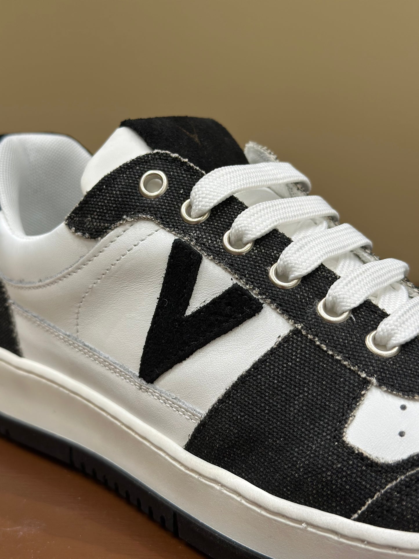 SNEAKERS BICOLOR KANVAS NERO