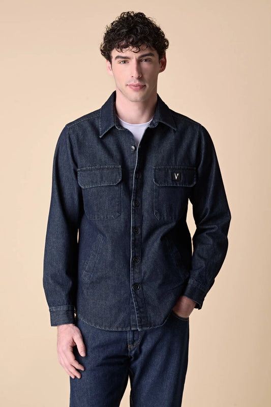 SAHARIANA IN JEANS LAVAGGIO 0 CON PATCH STAMPA FENICE SUL RETRO