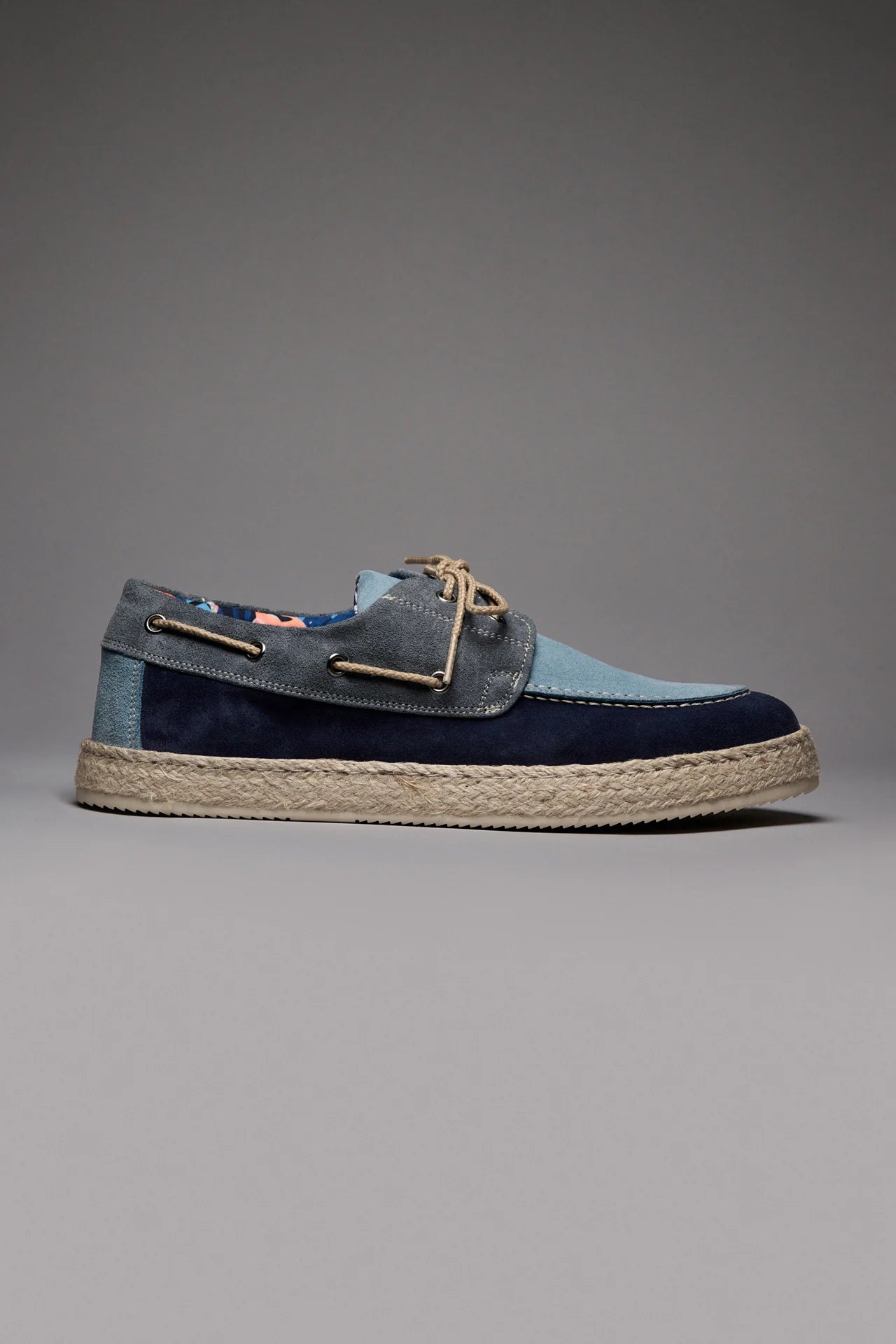MARRAKECH - MOCASSINO TRE COLORI BLU CON SUOLA RIVESTITA IN CORDA