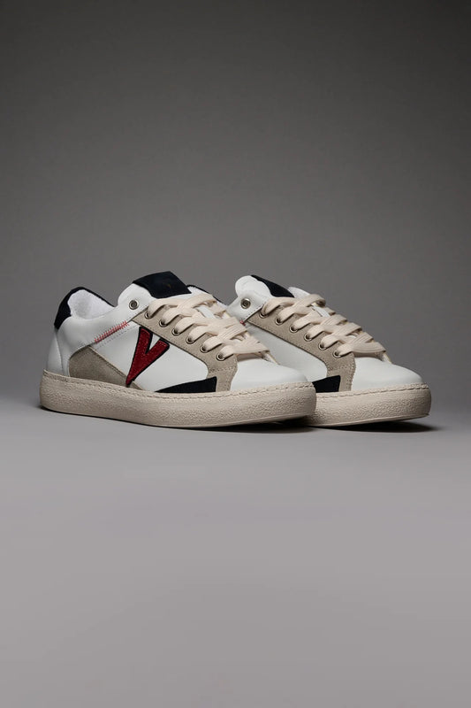 PABLITO - SNEAKERS CON INSERTI BLU SABBIA E ROSSO E RICAMI