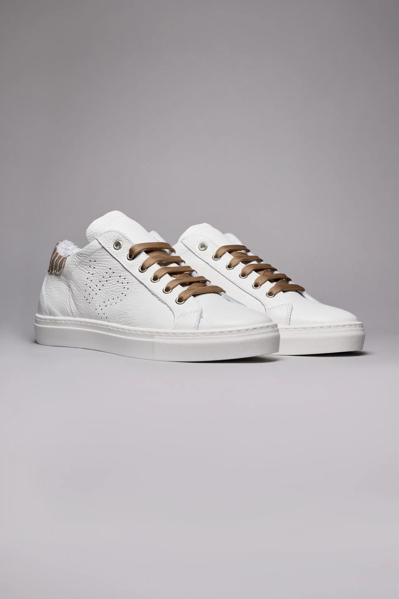 TENNIS - SNEAKERS A SUOLA BASSA BIANCA CON RETRO IN TESSUTO GESSATO MORO