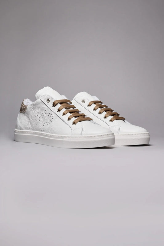 TENNIS - SNEAKERS A SUOLA BASSA BIANCA CON RETRO IN TESSUTO GESSATO MORO