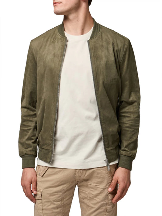 Giubbotto bomber effetto camoscio Gianni Lupo- Verde