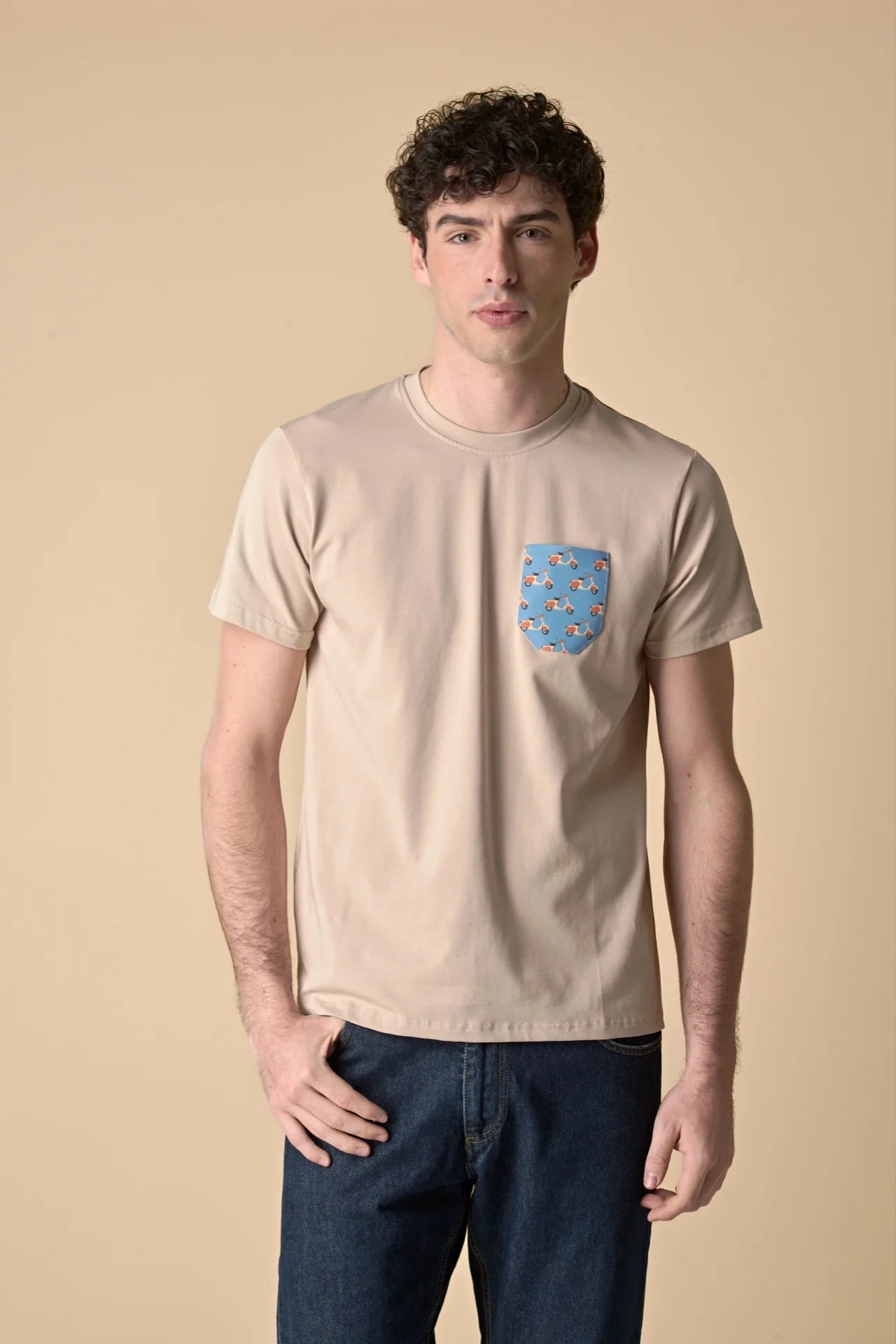 T-SHIRT SABBIA STRETCH CON TASCHINO IN TESSUTO V2