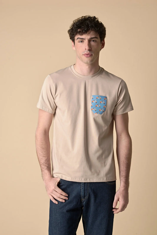 T-SHIRT SABBIA STRETCH CON TASCHINO IN TESSUTO V2