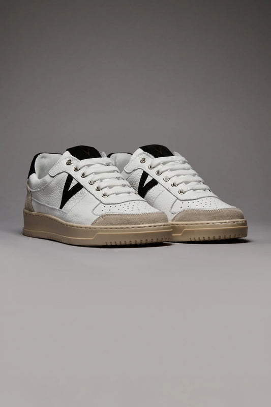 COLLEGE - SNEAKERS BIANCA CON RETRO E INSERTO SCAMOSCIATO NERO