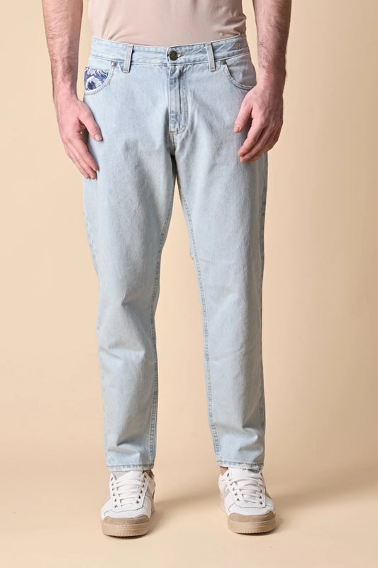 DETROIT - JEANS LOOSE FIT - LAVAGGIO MARMORIZZATO CON SALPA E TASCHINO IN TESSUTO V2