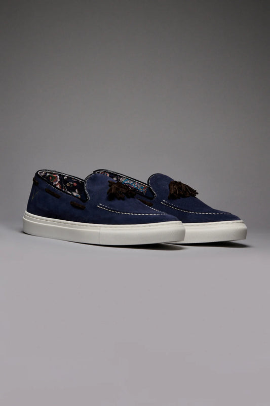 SANTORINI - MOCASSINO CON NAPPINE BLU