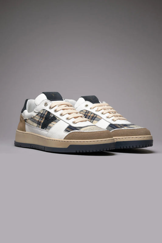 COLLEGE - SNEAKERS BICOLOR BLU E SABBIA CON INSERTI IN TESSUTO V2