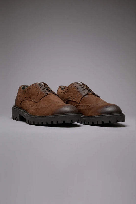 OXFORD - SCARPA DERBY SCAMOSCIATA MORO