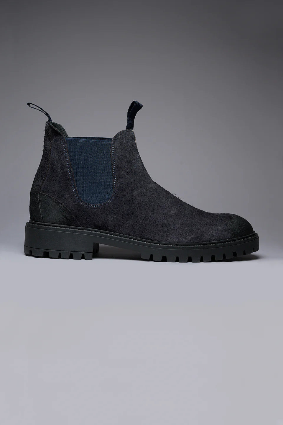 SHERLOCK - STIVALETTO SCAMOSCIATO BLU CON INSERTO IN TESSUTO V2