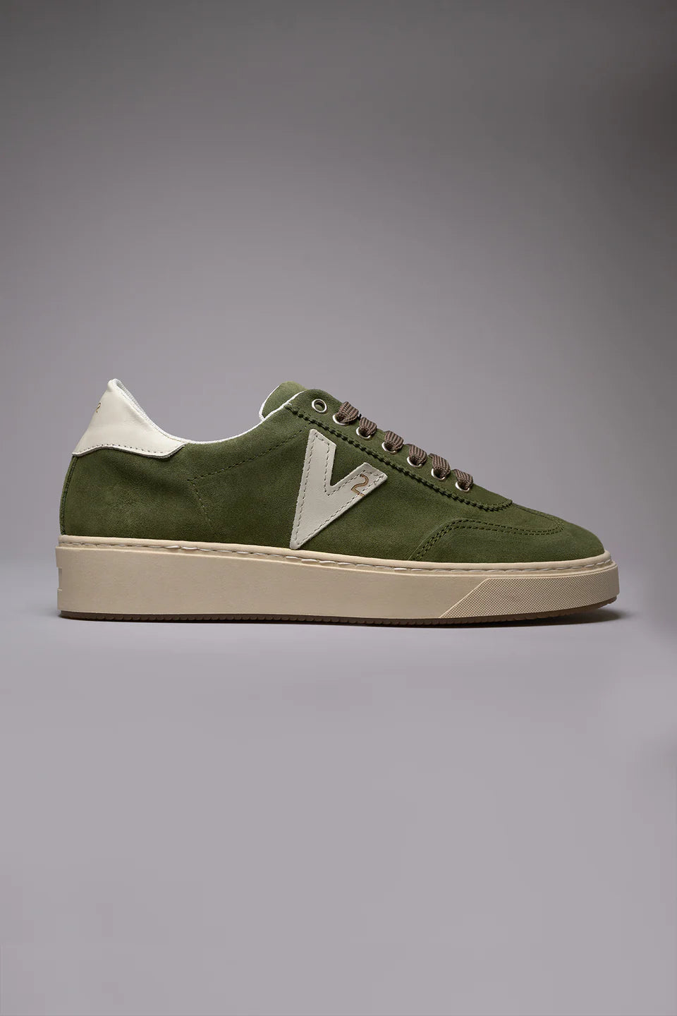 SUÈDE - SNEAKERS IN PELLE SCAMOSCIATA VERDE MILITARE CON INSERTI E RETRO BIANCO