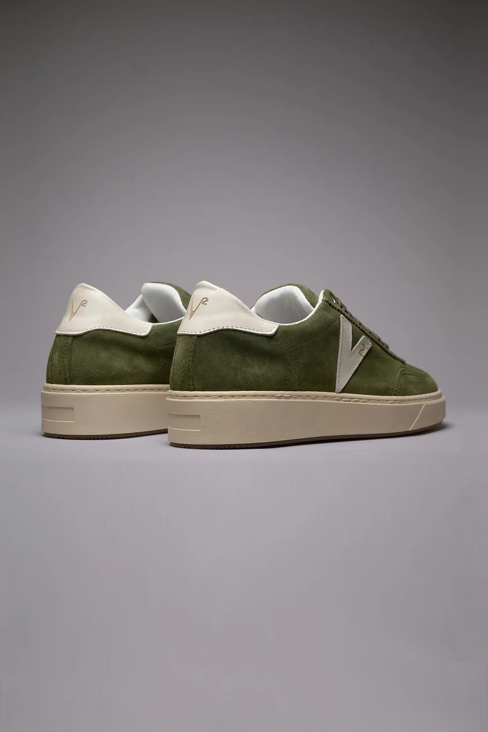 SUÈDE - SNEAKERS IN PELLE SCAMOSCIATA VERDE MILITARE CON INSERTI E RETRO BIANCO