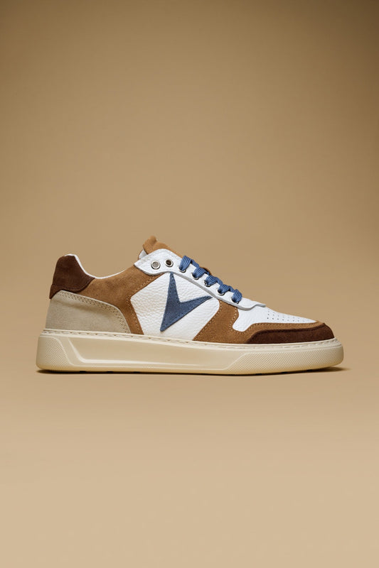 SUPERSTAR - Sneakers a suola alta Bianca con inserti Moro, Cuoio e Azzurro ott, 16:36