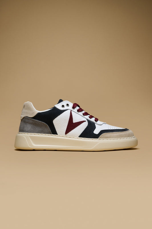 SUPERSTAR - SNEAKERS A SUOLA ALTA BIANCA CON INSERTI SABBIA, BLU E BORDEAUX