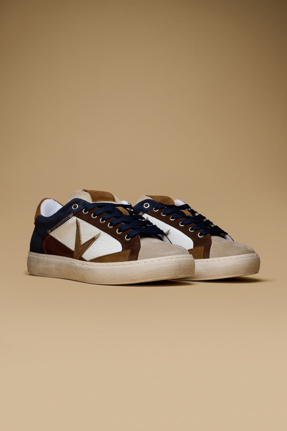 PABLITO - SNEAKERS BLU CON INSERTI IN PELLE MORO E CUOIO