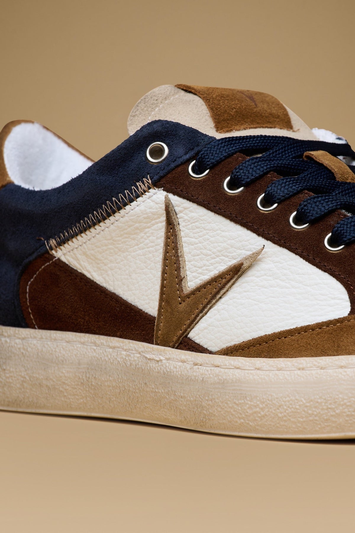 PABLITO - SNEAKERS BLU CON INSERTI IN PELLE MORO E CUOIO