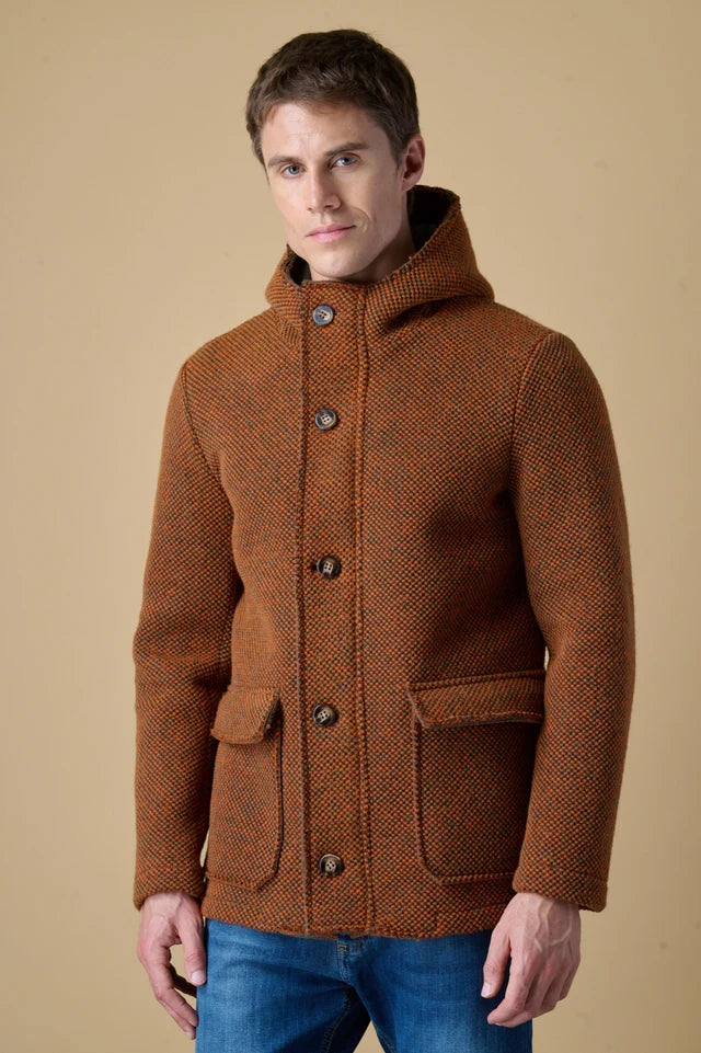 Parka Corto Punto Riso con Cappuccio Multicolor Arancio Accoppiato