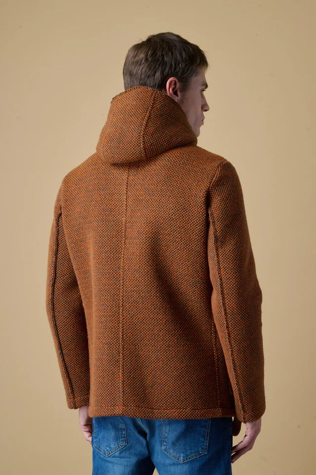 Parka Corto Punto Riso con Cappuccio Multicolor Arancio Accoppiato