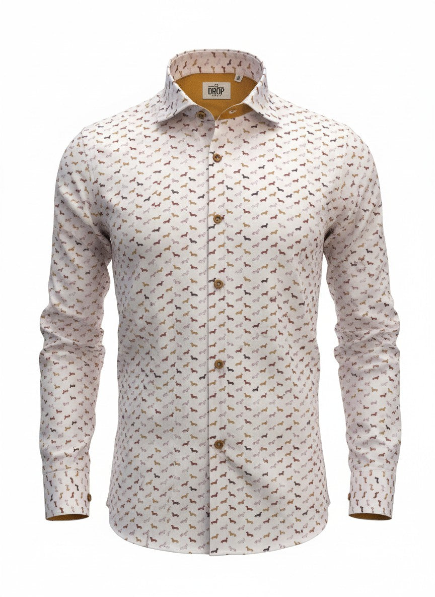 CAMICIA DROP FANTASIA BASSOTTO CONTRASTO COLOR SENAPE